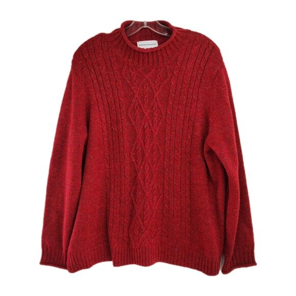 Alfred Dunner Sweaters - NWT Alfred Dunner Pullover Sweater Women's XL Red Cable Knit Mock Neck Long Slvs